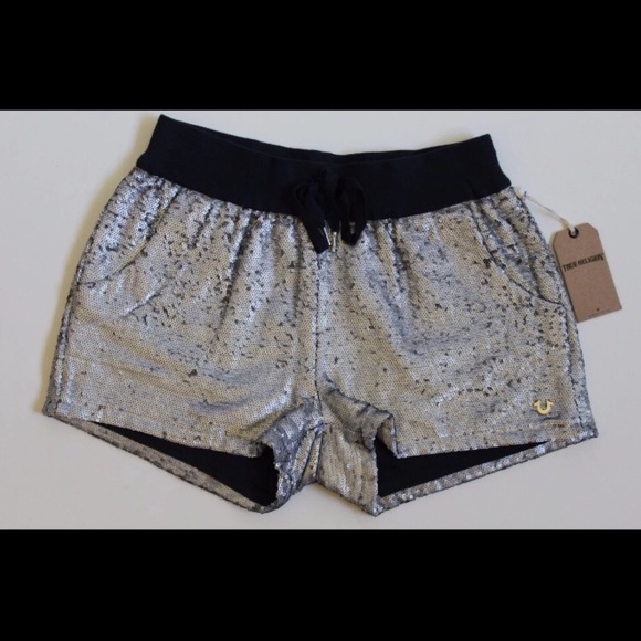 NWOT True Religion Black Sequin Shorts - Picture 1 of 5
